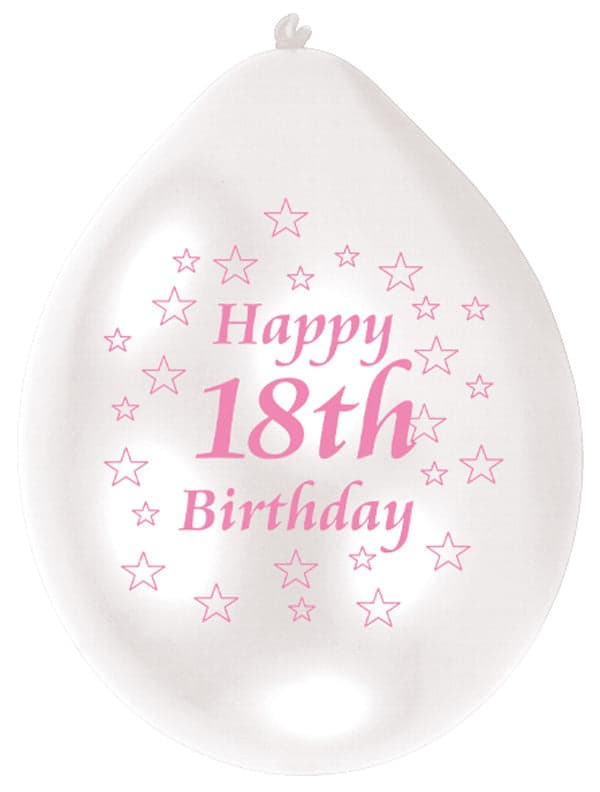 Happy 18th B'Day Minipax Balloon Pink / White