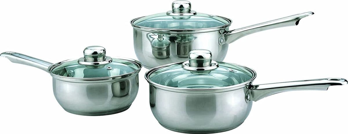 3pc Stainless Steel Saucepan Cookware Set 16/18/20