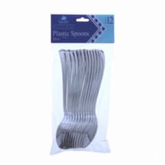 EH PLASTIC SPOONS SILVER PK12 2