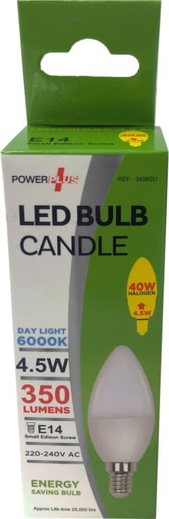 Powerplus Led C37 4.9w 220-240vac 410lm 40w Daylight 6000k E27 Lamp
