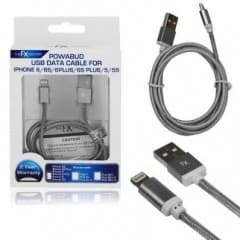 FX Powabud Braided USB Data Cable for iPhone 6 Space Grey 2