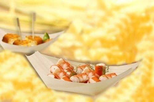 Papstar 50 Fingerfood - Bowls, Wood "pure" 19x10cm Boat
