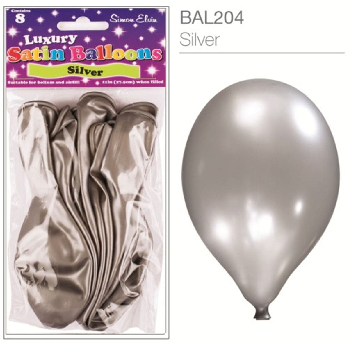 SE Satin Silver Luxury Satin Balloons