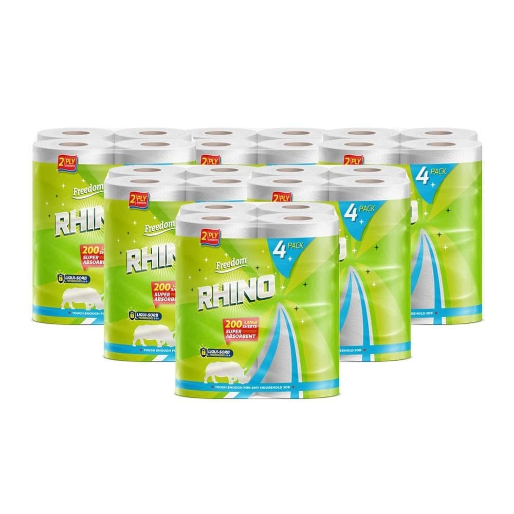 FREEDOM RHINO 2PLY KITCHEN TOWEL 4PK X 6