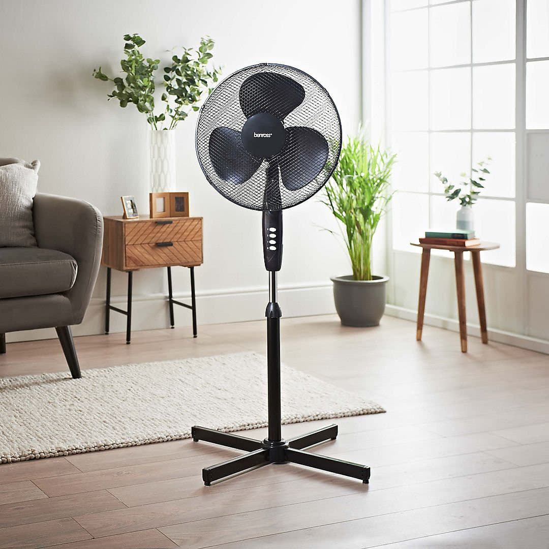 Benross 16" Oscillating Stand Fan Black