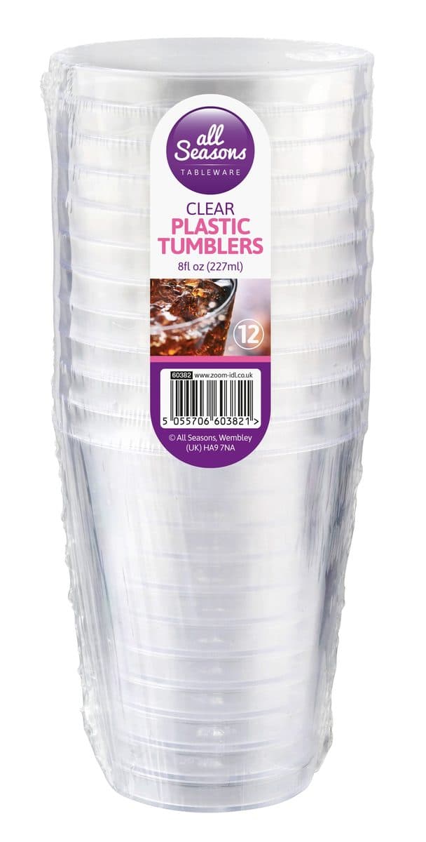 All Seasons 12pc 227ml 8oz Plastic Tumblers