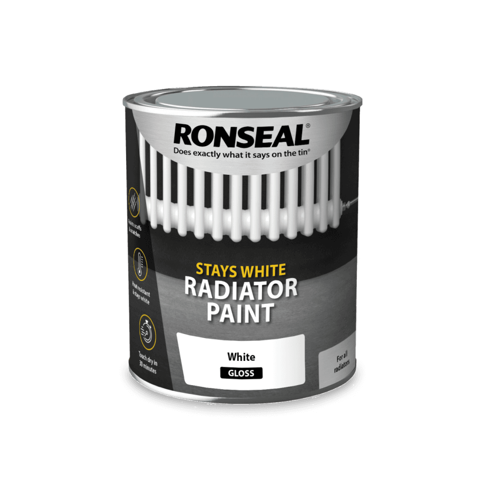 ONE COAT STAY WHITE RADIATOR PAINT WHITE GLOSS 250ML