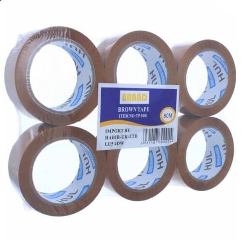 HU Brown Tape,80m  Pack Of 6