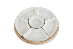 Apollo Rubber Wood Lazy Susan With Ceramic Dishes 2