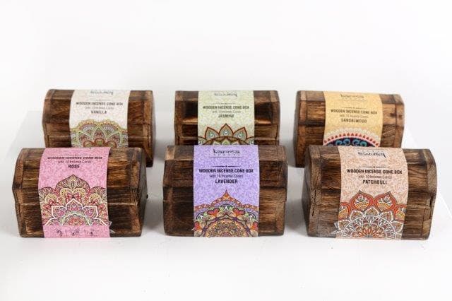 Sifcon Wooden Incense Cone Chest Box Ash Catcher With 10 Incense Cones