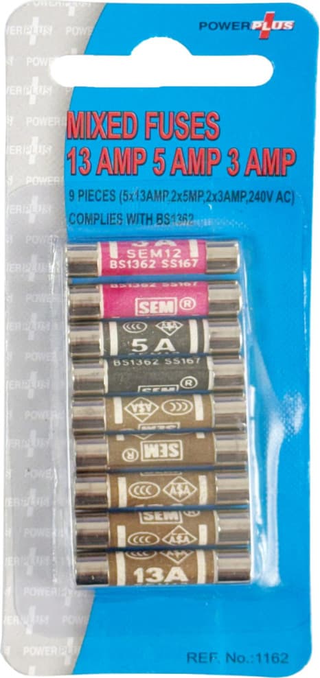 Powerplus Fuses (9Pc) 13A 5A 3A Amp