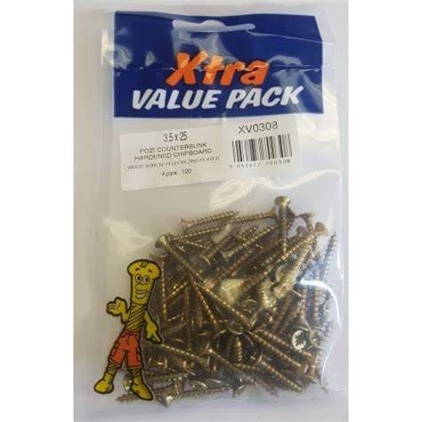 3.5 x 25 POZI CSK CHIPBOARD xtra value