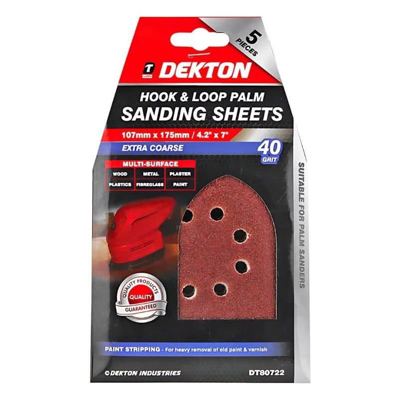 Dekton 5Pc Hook And Loop Palm Sandng Sheets