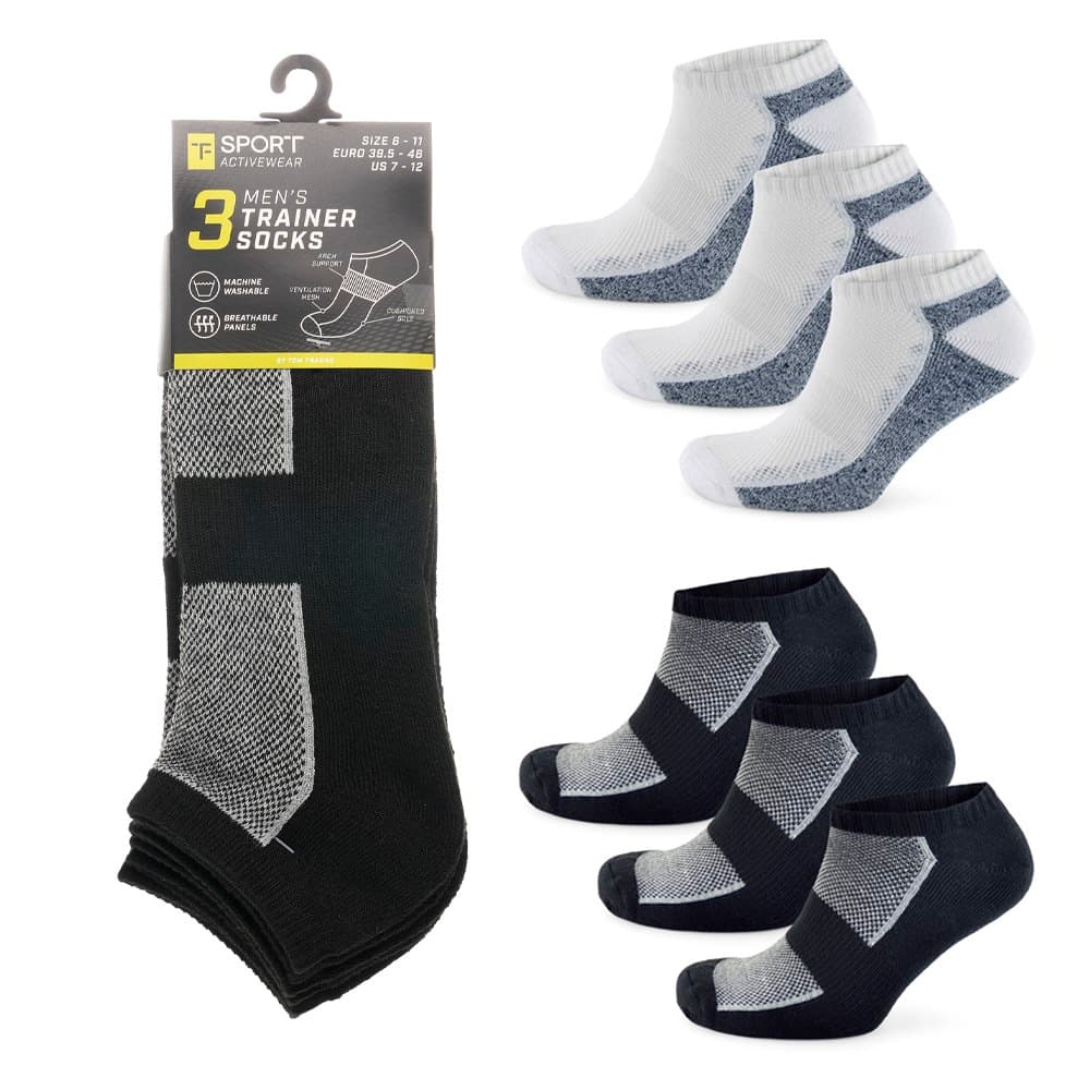 MENS 3 PACK COTTON TRAINER SOCKS