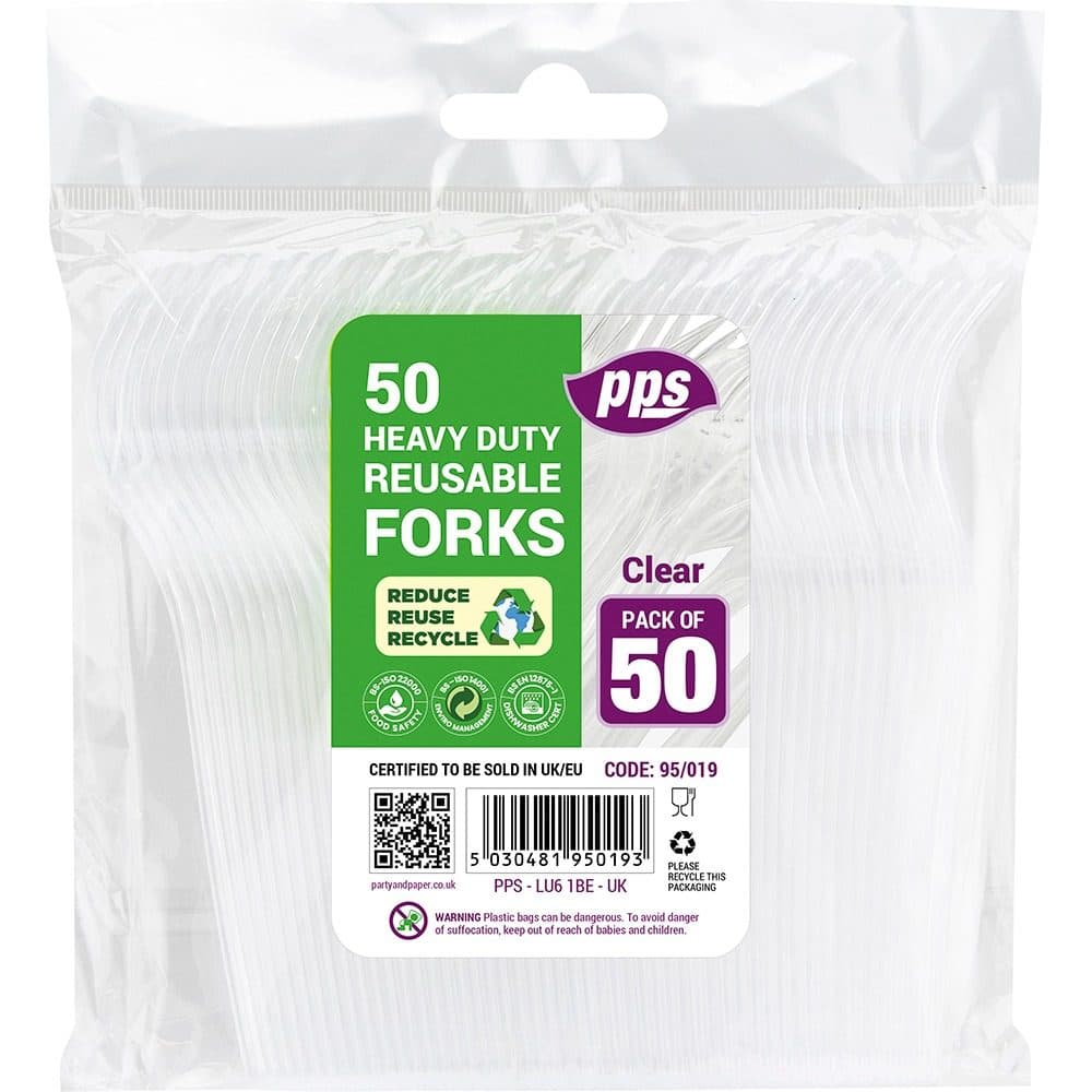 Cutlery Heavy Duty Plastic Forks Clear 50pcs/