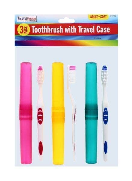 DGI   3PK TOOTHBRUSH W/TRAVEL CASE
