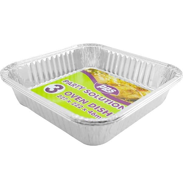 Foil Oven Dishes Square 222x222x46mm 3pcs