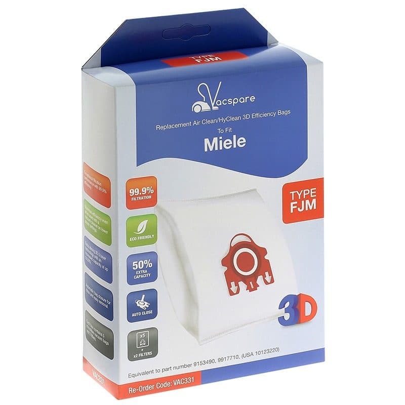 VACSPARE MICROFIBRE BAGS MIELE F-J-M X 5