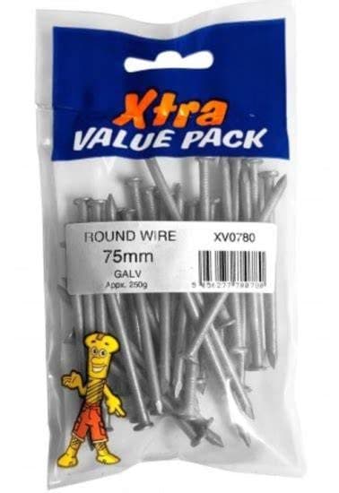 75mm GALV ROUND WIRE NAILS 250G xtra value