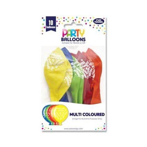 10PK PARTY BALLOONS MULTI