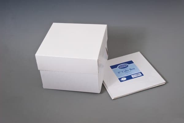 Cake Box with square Lids 			White 	8 INCH