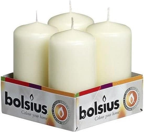 Bolsius Pillar candles Ivory, tray  4, 100/48 mm