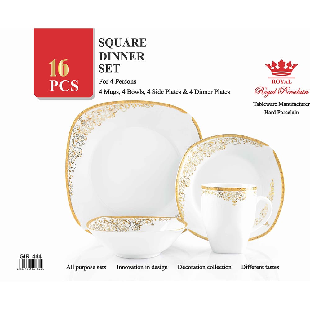 SOV 16pc Square Gold 751 Donya Dinner Set