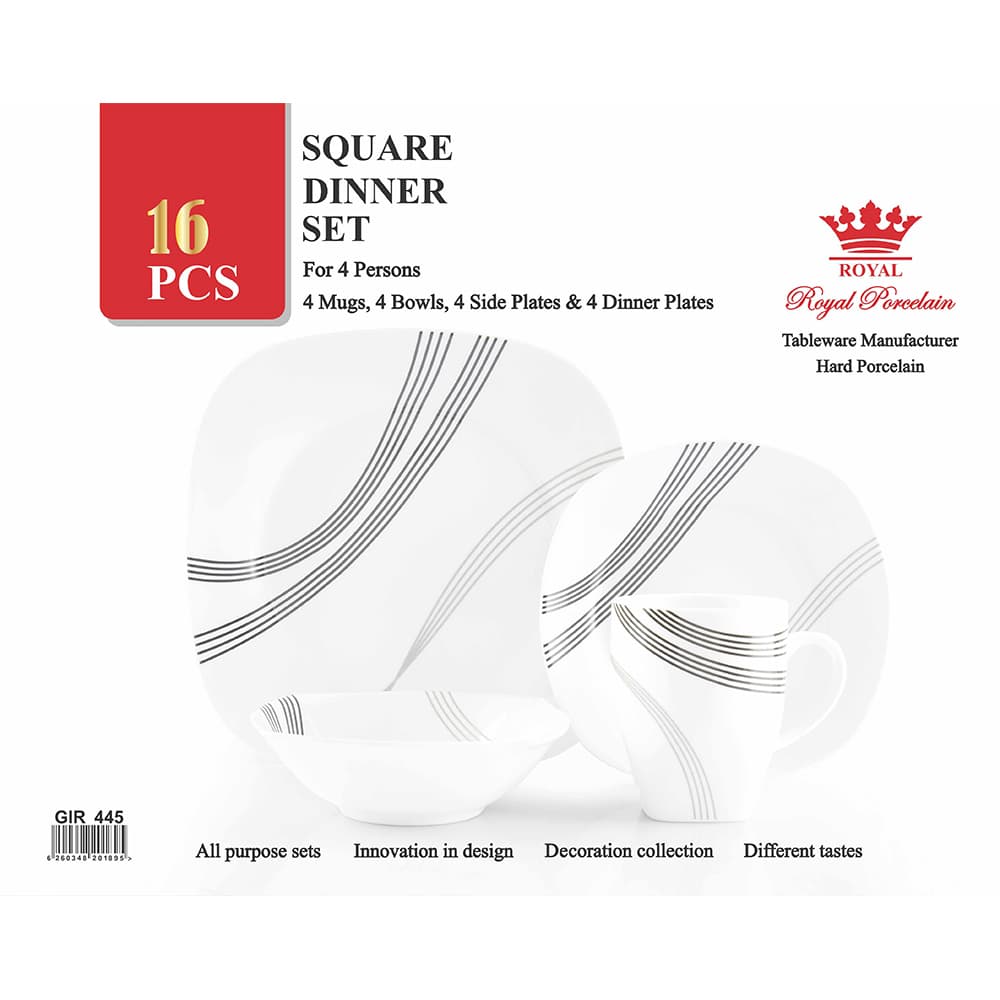 SOV 16pc Square 752 Katrina Lines Dinner Set
