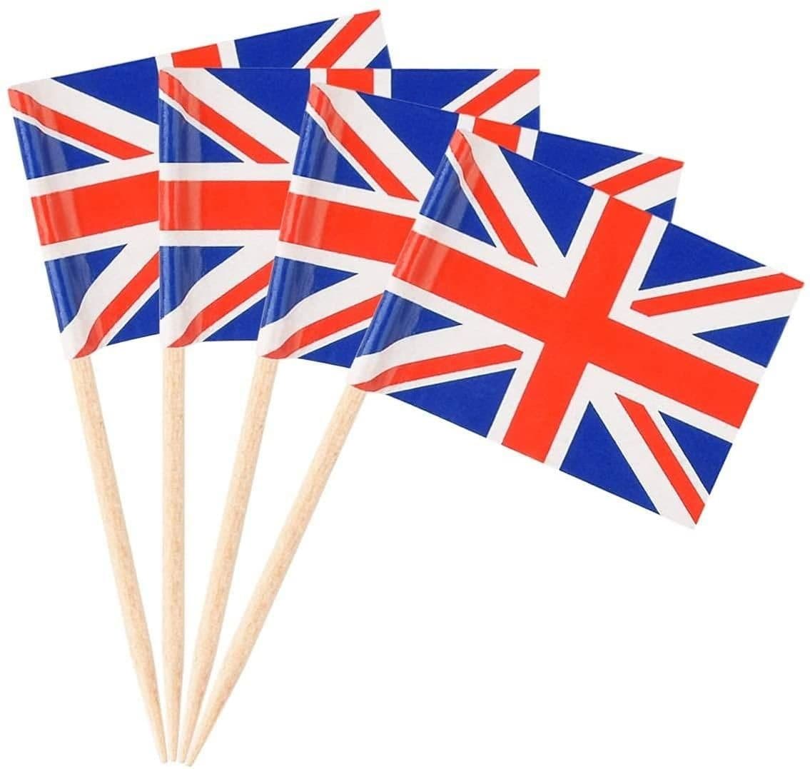 50 Union Jack Flag Cocktail Sticks