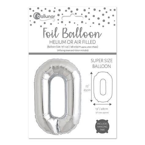NUMBER 0 SILV FOIL BALLOON 25"/65CM