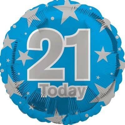 AGE 21 BLUE FOIL BALLOON     18"/45.7C