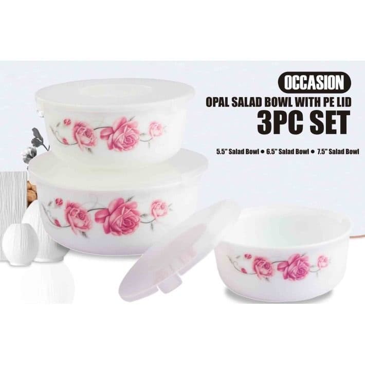 OPAL SALAD BOWL WITH LID 3PC SET