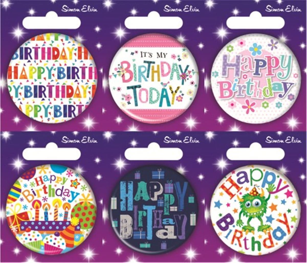 SE  Happy Birthday - T Mixed Sm Round Badges