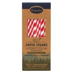 ESSENTIAL RED STRIPE PAPER STRAWS PK *20x250* 1