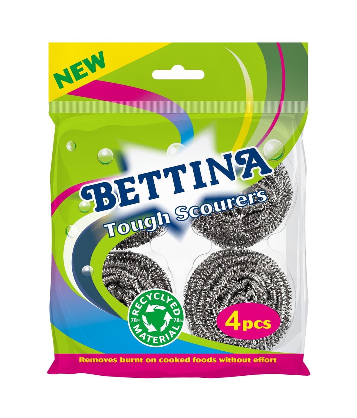 Bettina 4 Pk Tough Stainless Steel Spiral Scourer