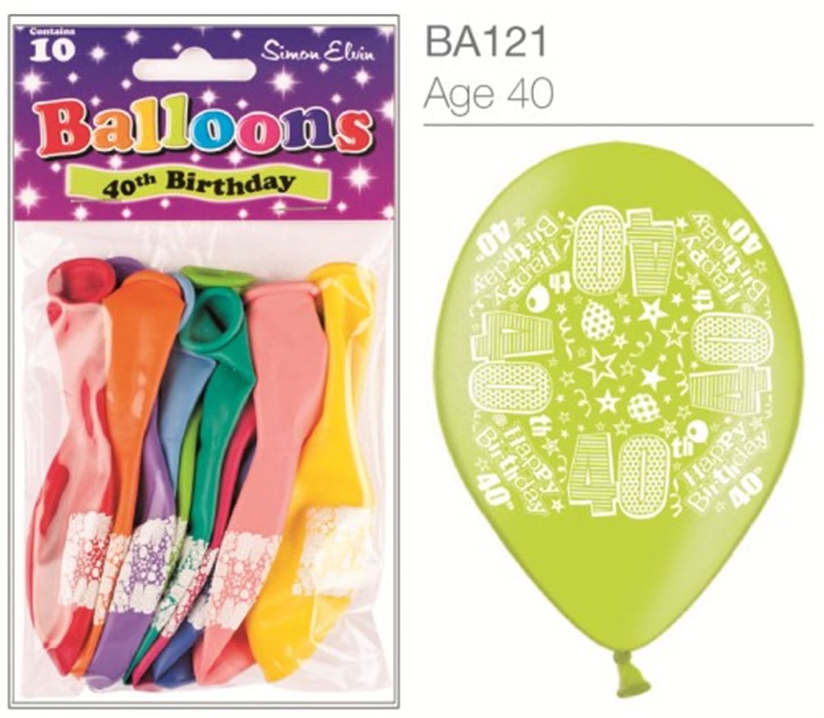 SE  40th Birthday Printed Balloons