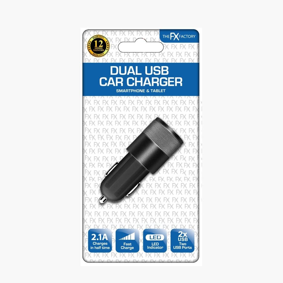 CAR CHARGER USB 2.1A TWIN SOCKET-BLACK
