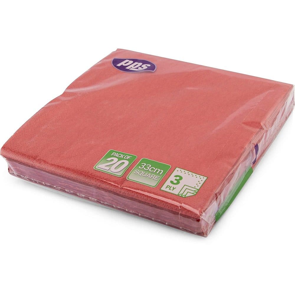 Napkins 3ply Red 33cm 20pc/12