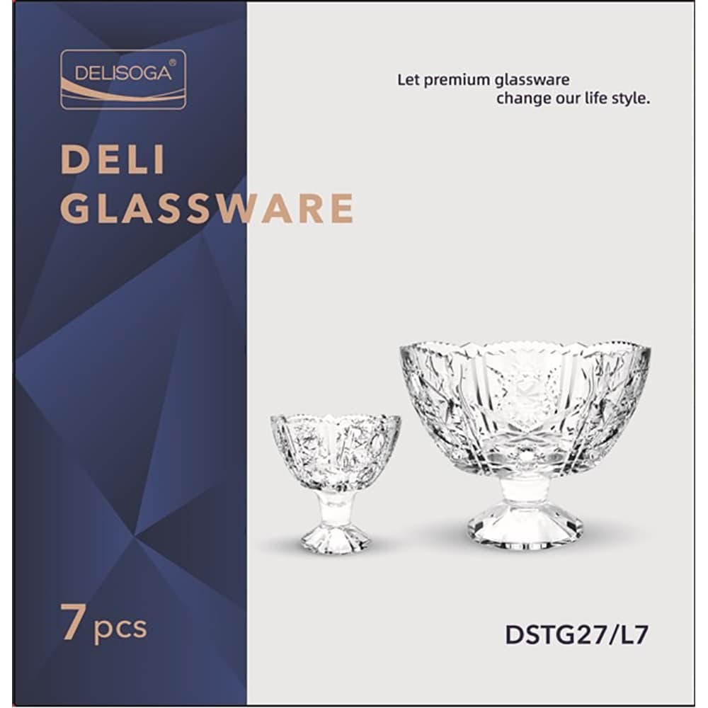 SOV 7pc Footed Glass Bowl Set Dstg27