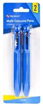 6 in 1 Multi coloured Pen 2pk