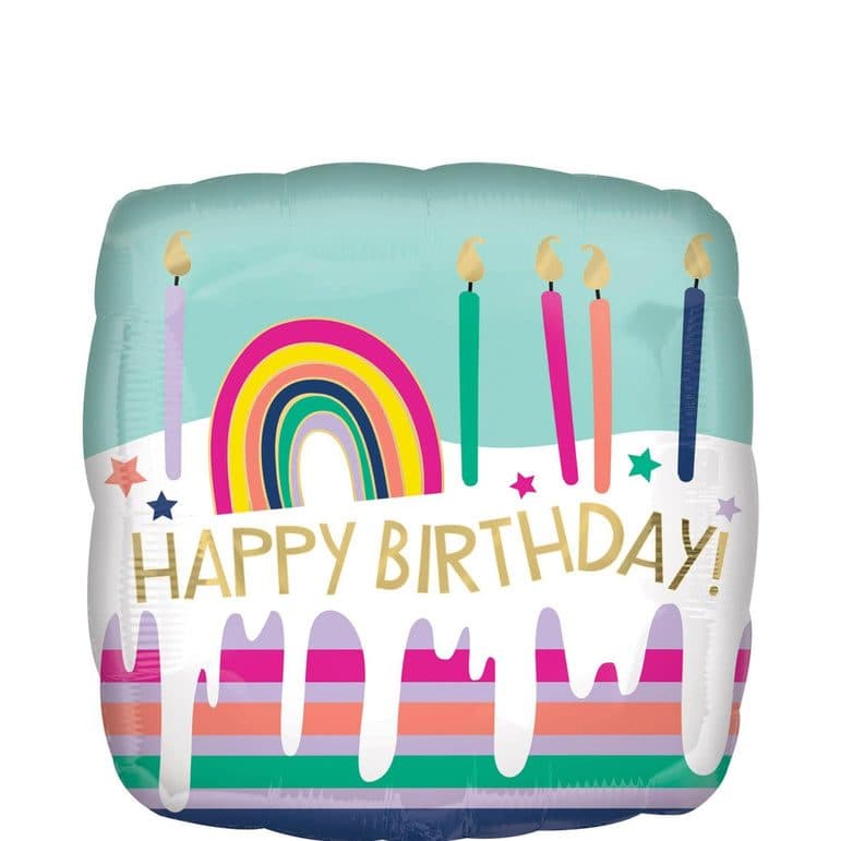 Amscan Happy Birthday Frosted Stripd Cake Foil Balloon
