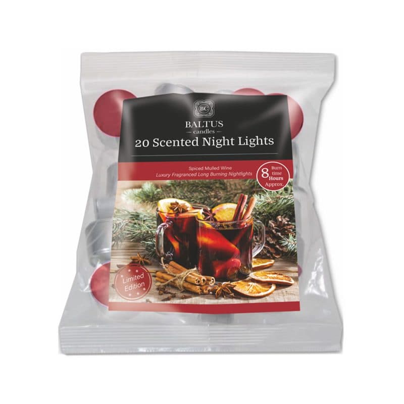20 Pack 8HR burn Night Light scented Spiced Mulled Wine