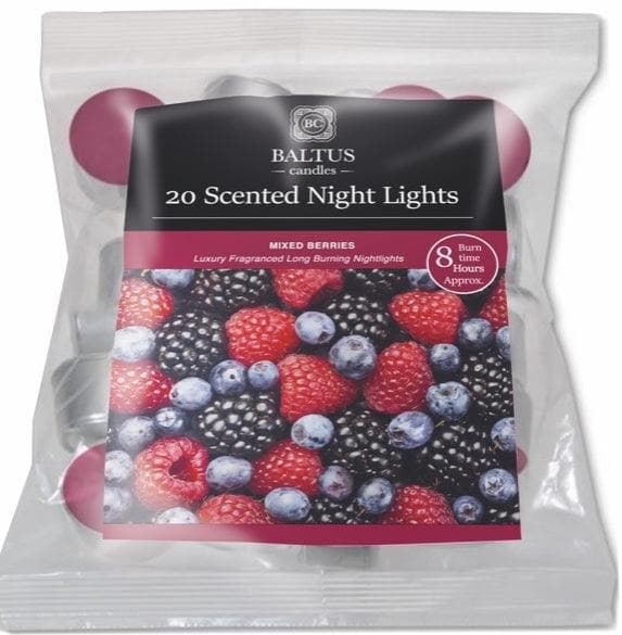 20 Pack 8hr Burn Night Lights Scented Mixed Berries