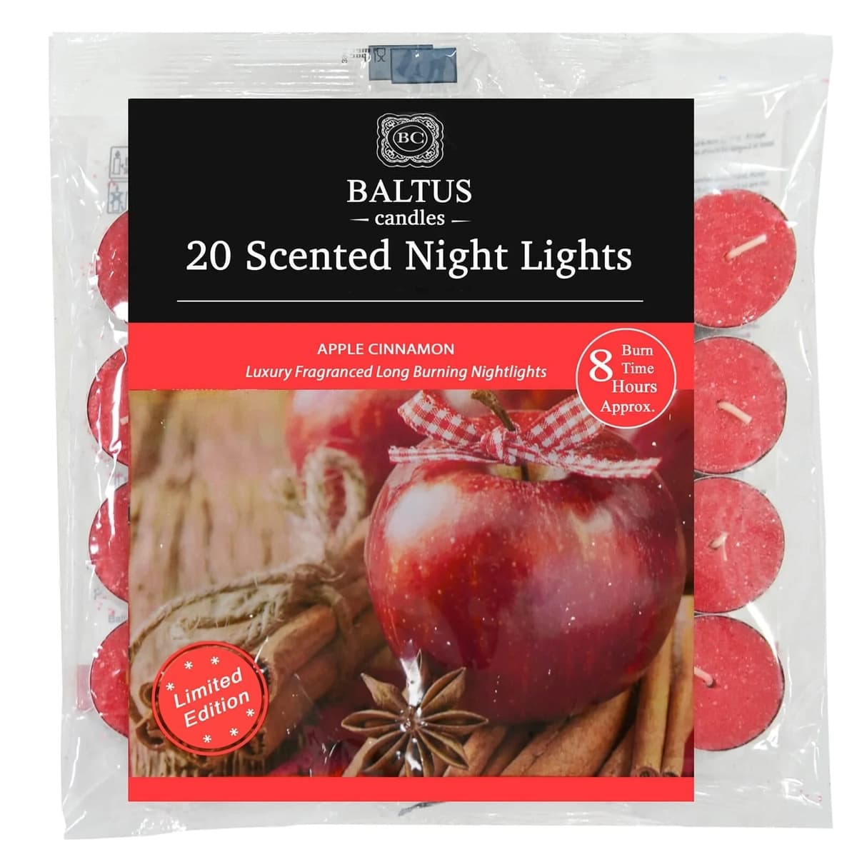 20 Pack 8hr Burn Night Lights Scented Apple & Cinamon