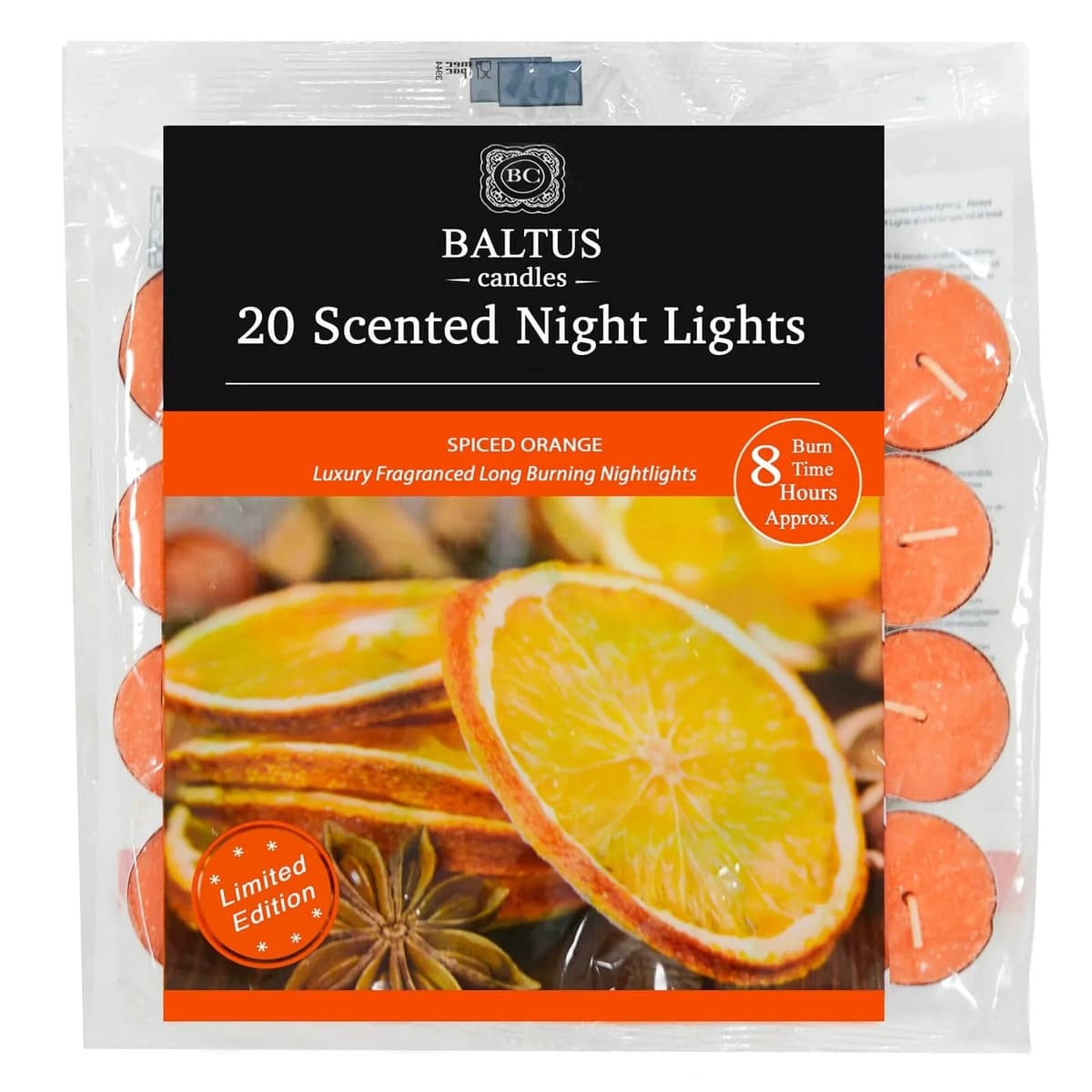 20 Pack 8hr Burn Night Lights Scented Spiced Orange