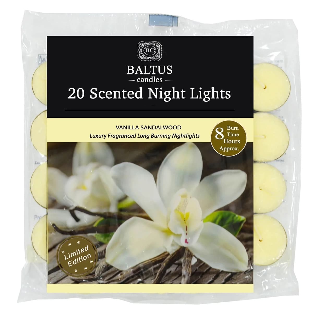Candle 20 Pack 8hr Burn Night Lights ( Vanila & Sandlewood)