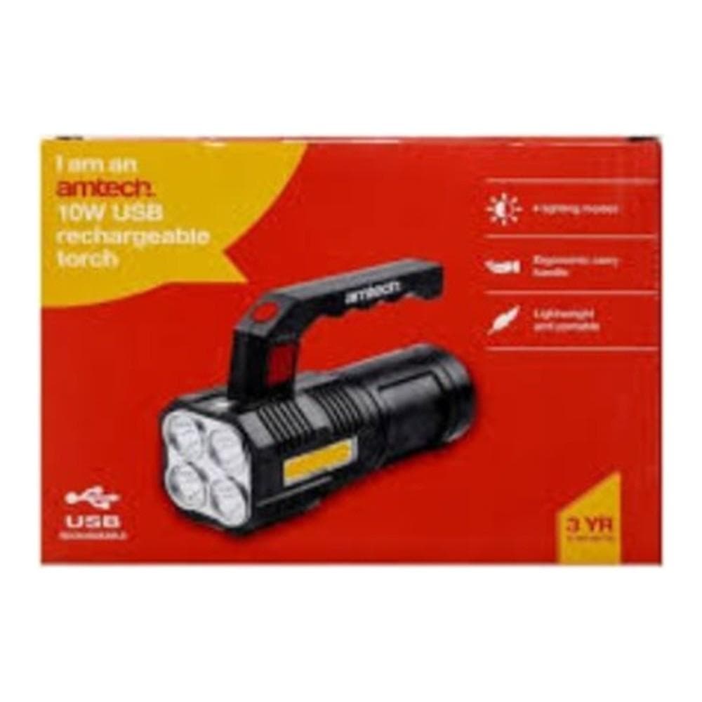 Am-Tech 10W USB rechargeable portable torch