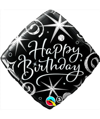 Qualatex 18" Diam Foil Print 001ct Bday Elegant Sparkles & Swirls