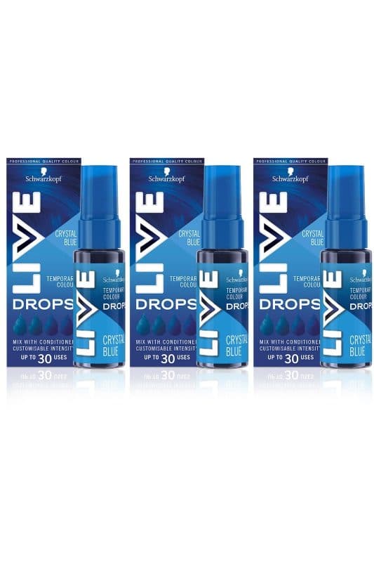 Schwarzkopf LIVE Colour Drops Semi-Permanent Hair Dye, Crystal Blue