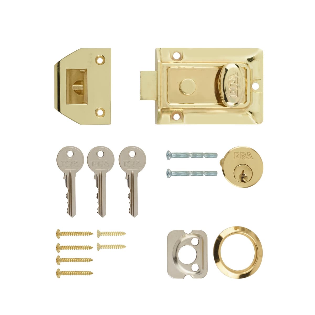 Era 60mm Tradition Door Lock Brass/ Brass Cyl.Card